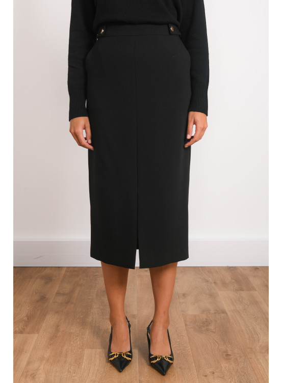 Jupe ANTONELLE Taille 38 - Tweed Noir & Blanc - Laine & Soie - Made In France