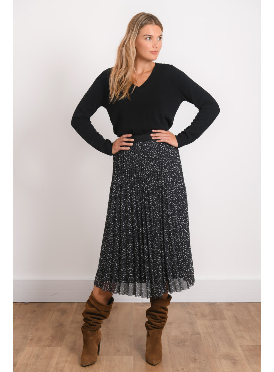 Jupe Plissée Noire Marks And Spencer Femme Taille 14 - Longueur Genou, Vintage