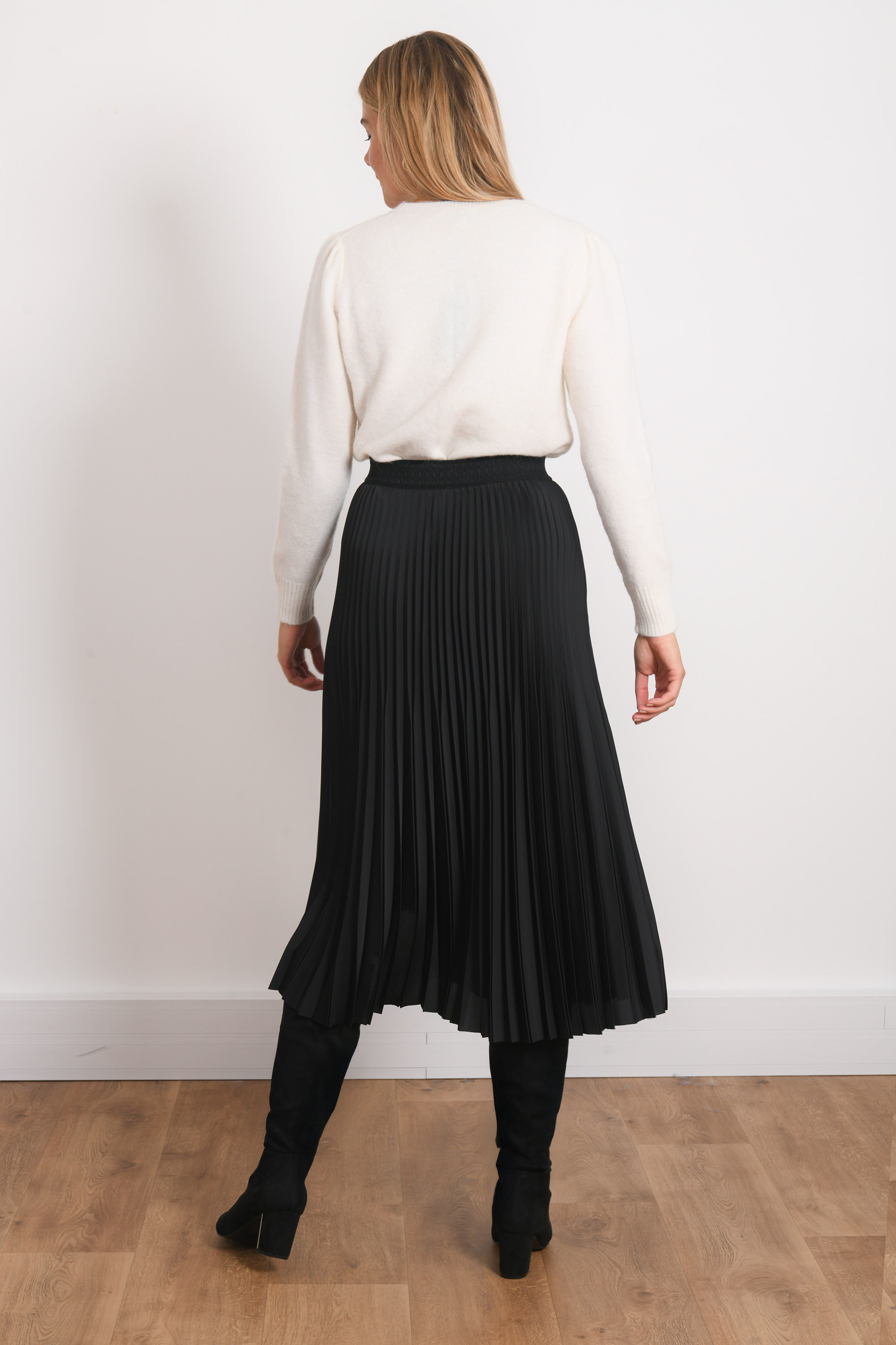 Jupe Plissée Noire Marks And Spencer Femme Taille 14 - Longueur Genou, Vintage