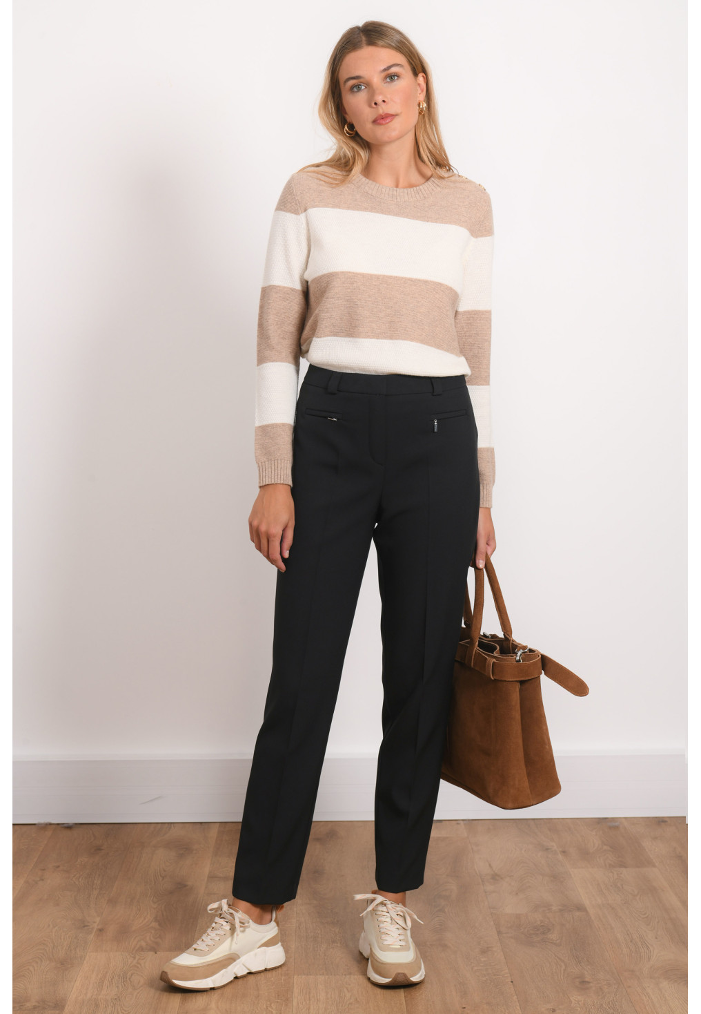 PANTALON 7/8 ZIPPE - ROANNE - NOIR - Antonelle