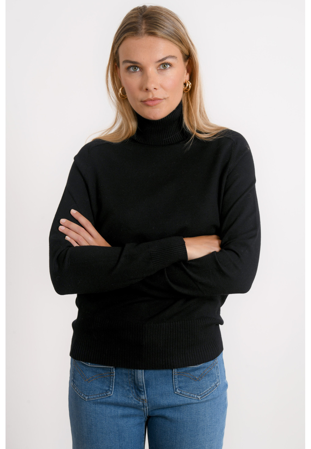 PULL COL ROULE - REINE - NOIR - Antonelle