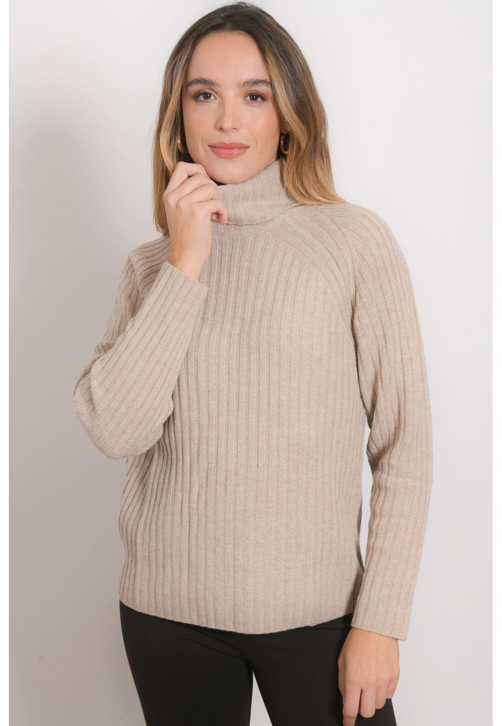 PULL COL ROULE - ROTAN - BEIGE - Antonelle