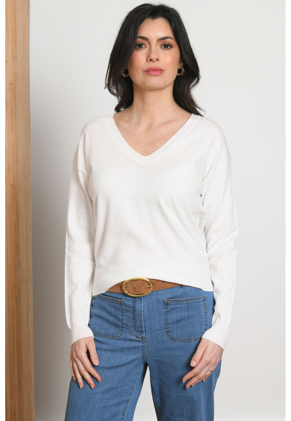 PULL COL V - PADOUE - NATUREL - Antonelle